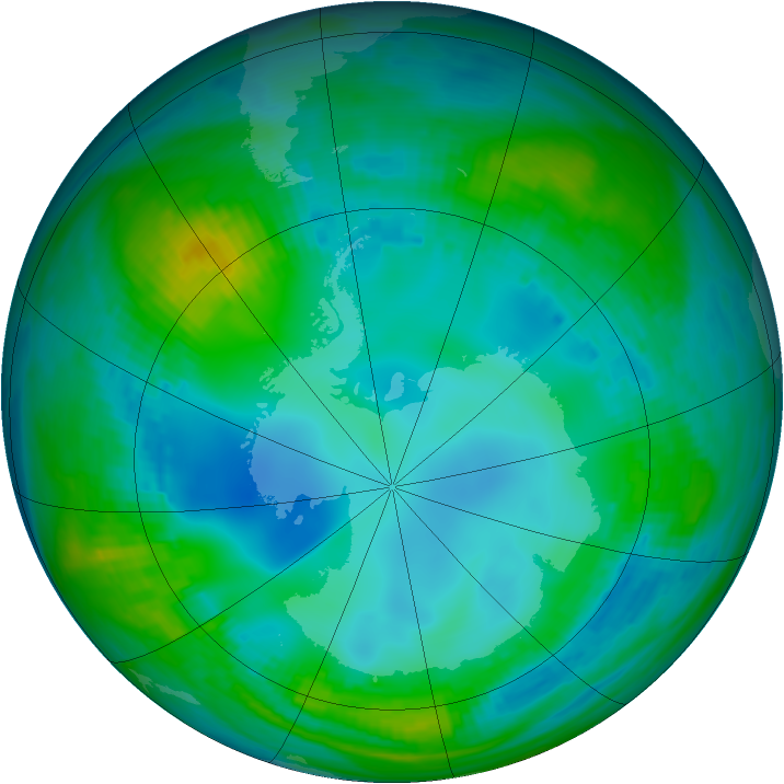 Antarctic ozone map for 18 May 1982